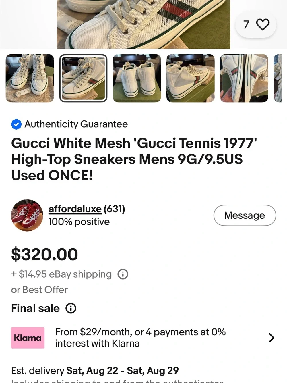 Gucci Men’s Cream High-Top Sneakers with Green & Red Web Stripe